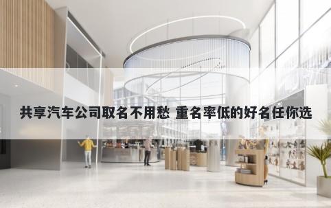 共享汽车公司取名不用愁 重名率低的好名任你选