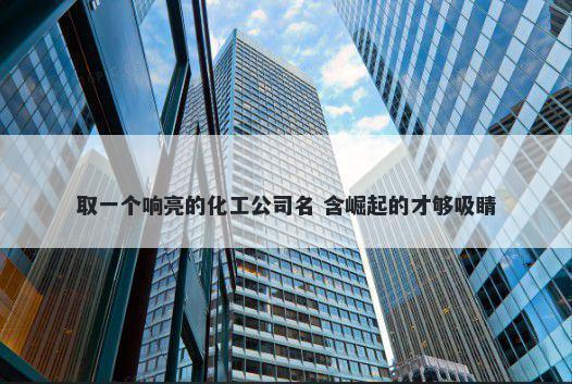 取一个响亮的化工公司名 含崛起的才够吸睛