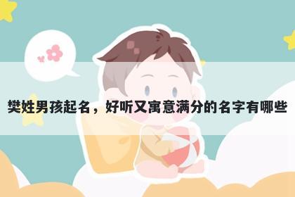 樊姓男孩起名，好听又寓意满分的名字有哪些