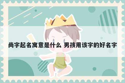 尚字起名寓意是什么 男孩用该字...