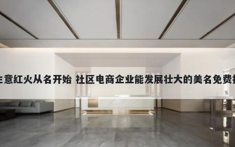 生意红火从名开始 社区电商企业能发展壮大的美名免费挑