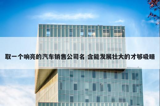 取一个响亮的汽车销售公司名 含...