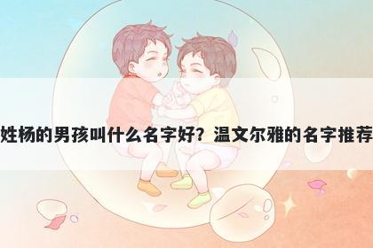 姓杨的男孩叫什么名字好？温文尔雅的名字推荐