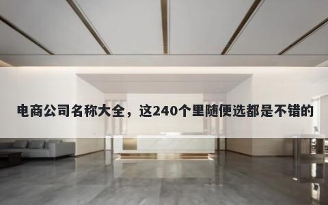 电商公司名称大全，这240个里随...
