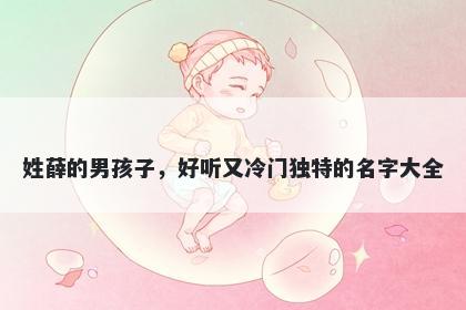 姓薛的男孩子，好听又冷门独特...