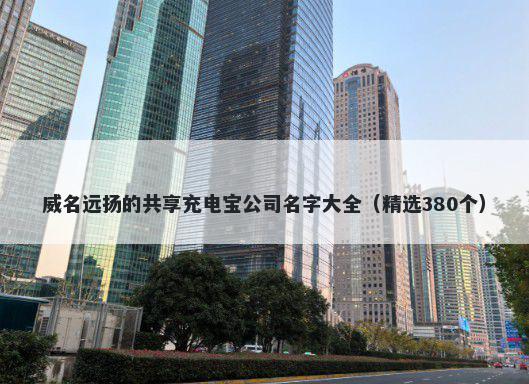 威名远扬的共享充电宝公司名字...