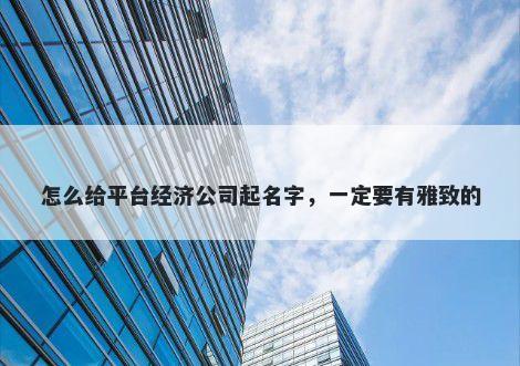 怎么给平台经济公司起名字，一定要有雅致的