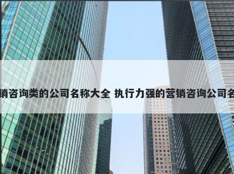 营销咨询类的公司名称大全 执行力强的营销咨询公司名字