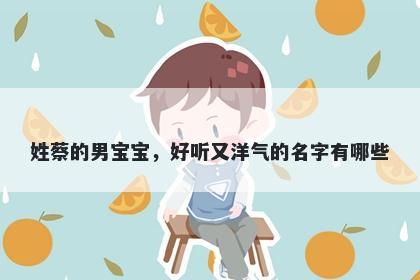 姓蔡的男宝宝，好听又洋气的名字有哪些