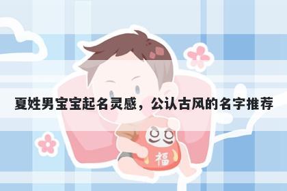 夏姓男宝宝起名灵感,公认古风的名字推荐