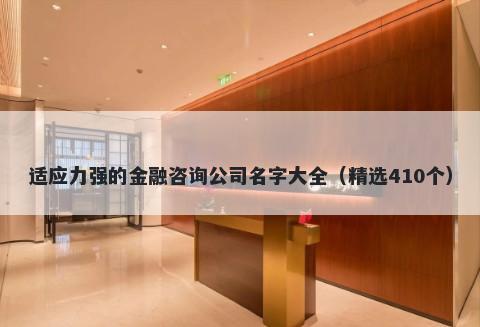 适应力强的金融咨询公司名字大...