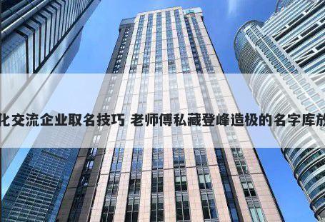 文化交流企业取名技巧 老师傅私藏登峰造极的名字库放送
