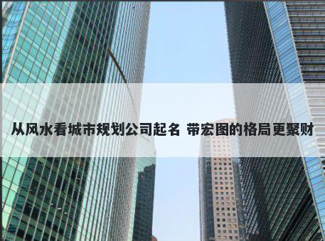 从风水看城市规划公司起名 带宏图的格局更聚财