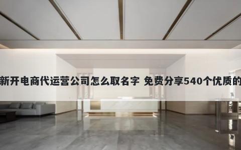 新开电商代运营公司怎么取名字 免费分享540个优质的