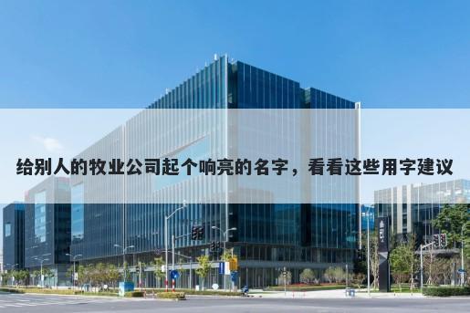 给别人的牧业公司起个响亮的名字，看看这些用字建议