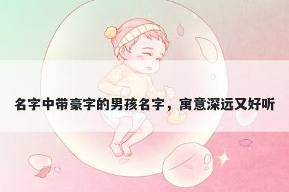 名字中带豪字的男孩名字，寓意...