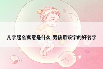 凡字起名寓意是什么 男孩用该字...