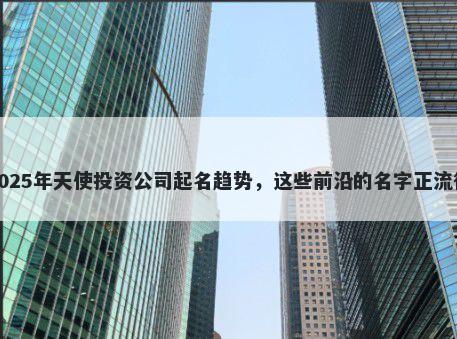 2025年天使投资公司起名趋势，这些前沿的名字正流行