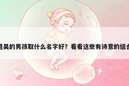 姓吴的男孩取什么名字好？看看...