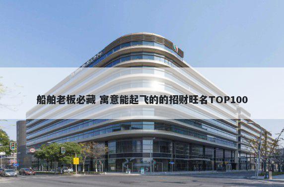 船舶老板必藏 寓意能起飞的的招财旺名TOP100