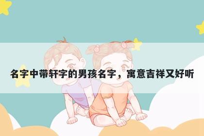 名字中带轩字的男孩名字，寓意...