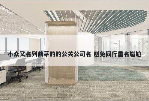 小众又名列前茅的的公关公司名 避免同行重名尴尬