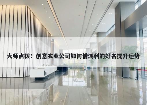 大师点拨：创意农业公司如何借鸿利的好名提升运势