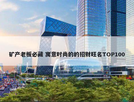 矿产老板必藏 寓意时尚的的招财旺名TOP100