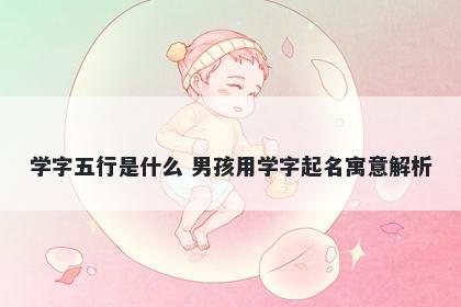 学字五行是什么 男孩用学字起名...