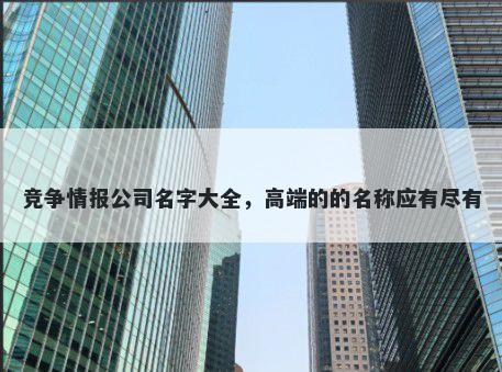 竞争情报公司名字大全，高端的的名称应有尽有