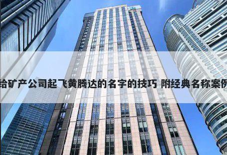 给矿产公司起飞黄腾达的名字的技巧 附经典名称案例