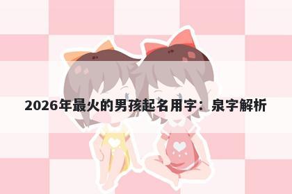 2026年最火的男孩起名用字：泉...