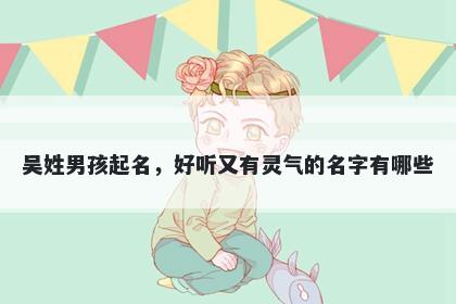 吴姓男孩起名，好听又有灵气的...