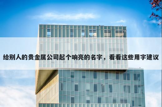 给别人的贵金属公司起个响亮的名字，看看这些用字建议