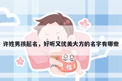 许姓男孩起名，好听又优美大方...