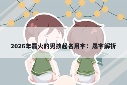 2026年最火的男孩起名用字：晟...