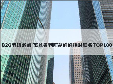 B2G老板必藏 寓意名列前茅的的招财旺名TOP100