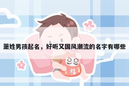 萧姓男孩起名，好听又国风潮流...