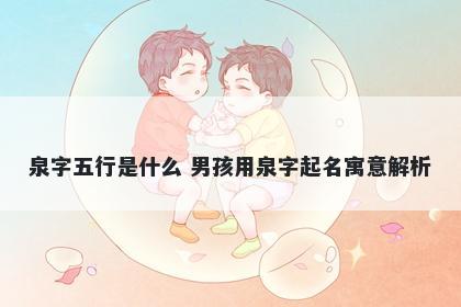 泉字五行是什么 男孩用泉字起名...