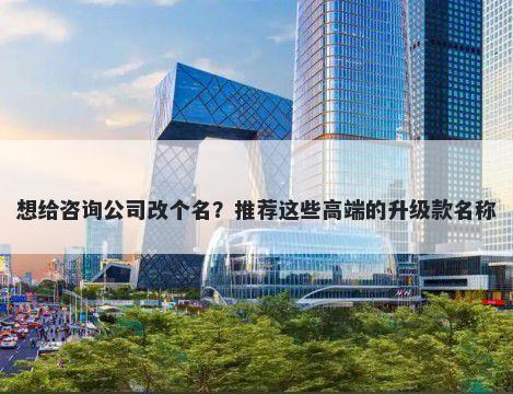 想给咨询公司改个名？推荐这些...