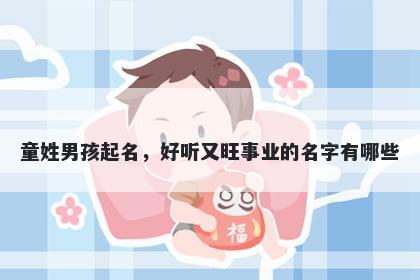童姓男孩起名，好听又旺事业的...