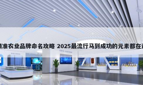 精准农业品牌命名攻略 2025最流行马到成功的元素都在这