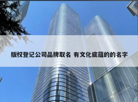 版权登记公司品牌取名 有文化底...