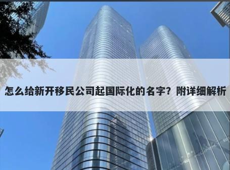 怎么给新开移民公司起国际化的...