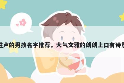 姓卢的男孩名字推荐，大气文雅...