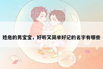 姓危的男宝宝，好听又简单好记...