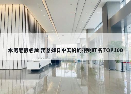 水务老板必藏 寓意如日中天的的招财旺名TOP100