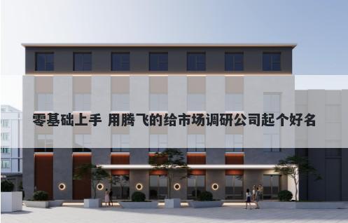 零基础上手 用腾飞的给市场调研...