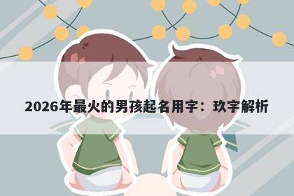 2026年最火的男孩起名用字：玖...