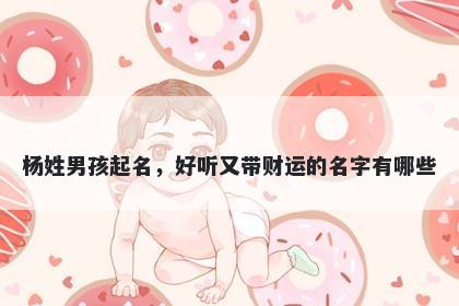杨姓男孩起名，好听又带财运的名字有哪些